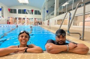 WeSwim volunteers and service users in the pool