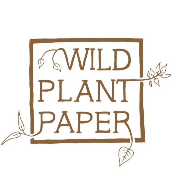 Wild Plant Paper CIC supplies handmade paper in Wales. The logo contains the words "Wild Plant Paper" in a handwritten font, with wild leaves growing from the tips of some of the letters.
