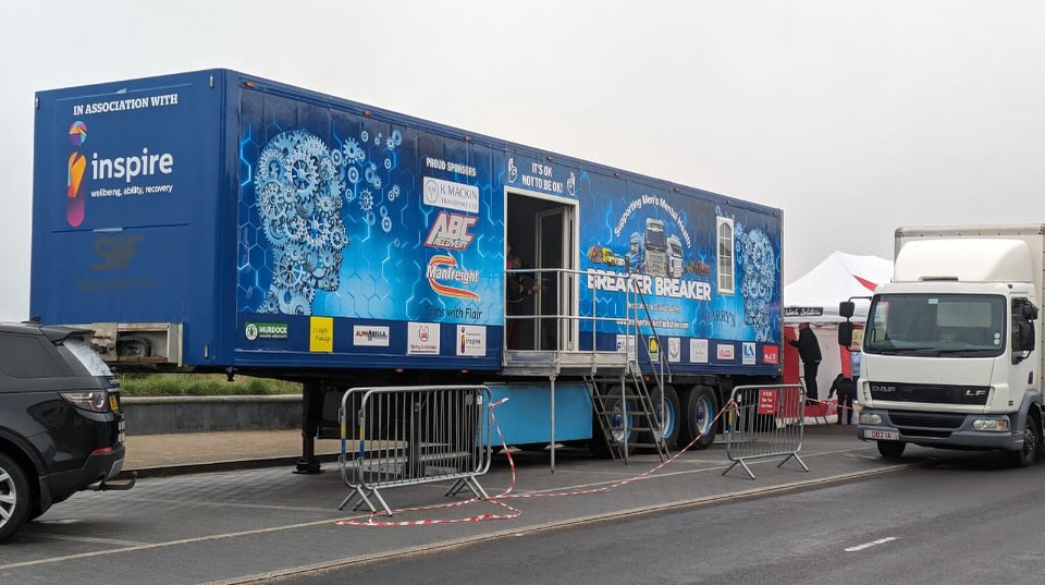Breaker Breaker wellbeing truck Breaker Breaker wellbeing truck supporting truck drivers' mental health at a truck show
