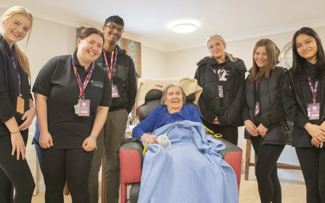 YOPEY volunteers and Young People visiting elderly residents, dementia befriending Suffolk