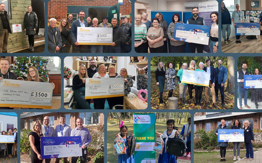 Adam and the John Good Group teams present Grants for Good charities with their awards