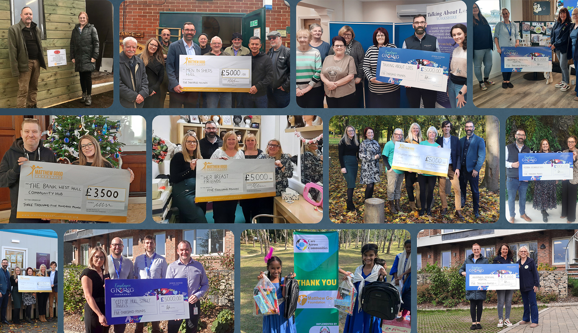Adam and the John Good Group teams present Grants for Good charities with their awards
