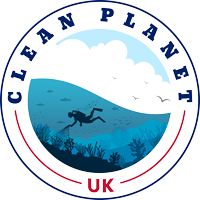 The Clean planet UK logo features a circle with a diver shown under the water