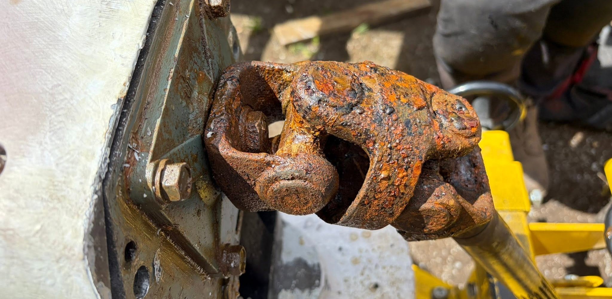 a piece of equipment looking damaged and rusty on the Yorkshire ghost gear removal boat